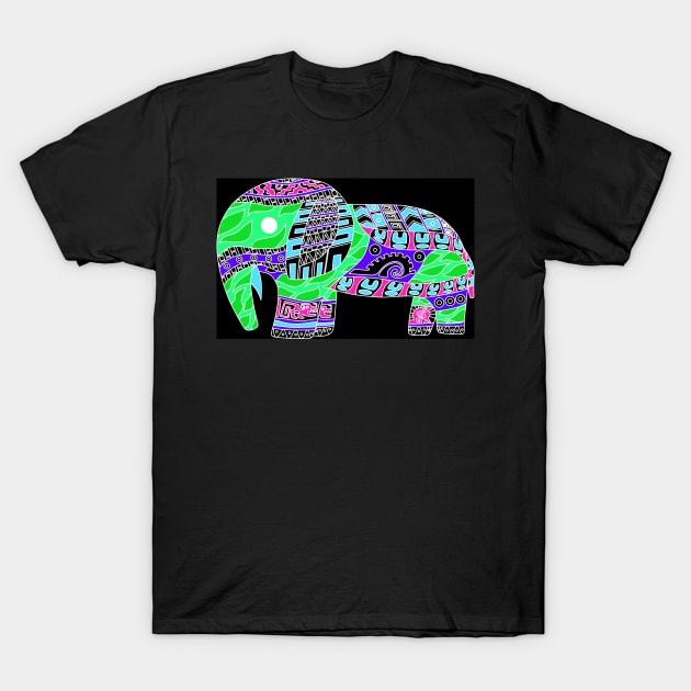 cute elephant mandala in safari zentangle ecopop art floral T-Shirt by jorge_lebeau